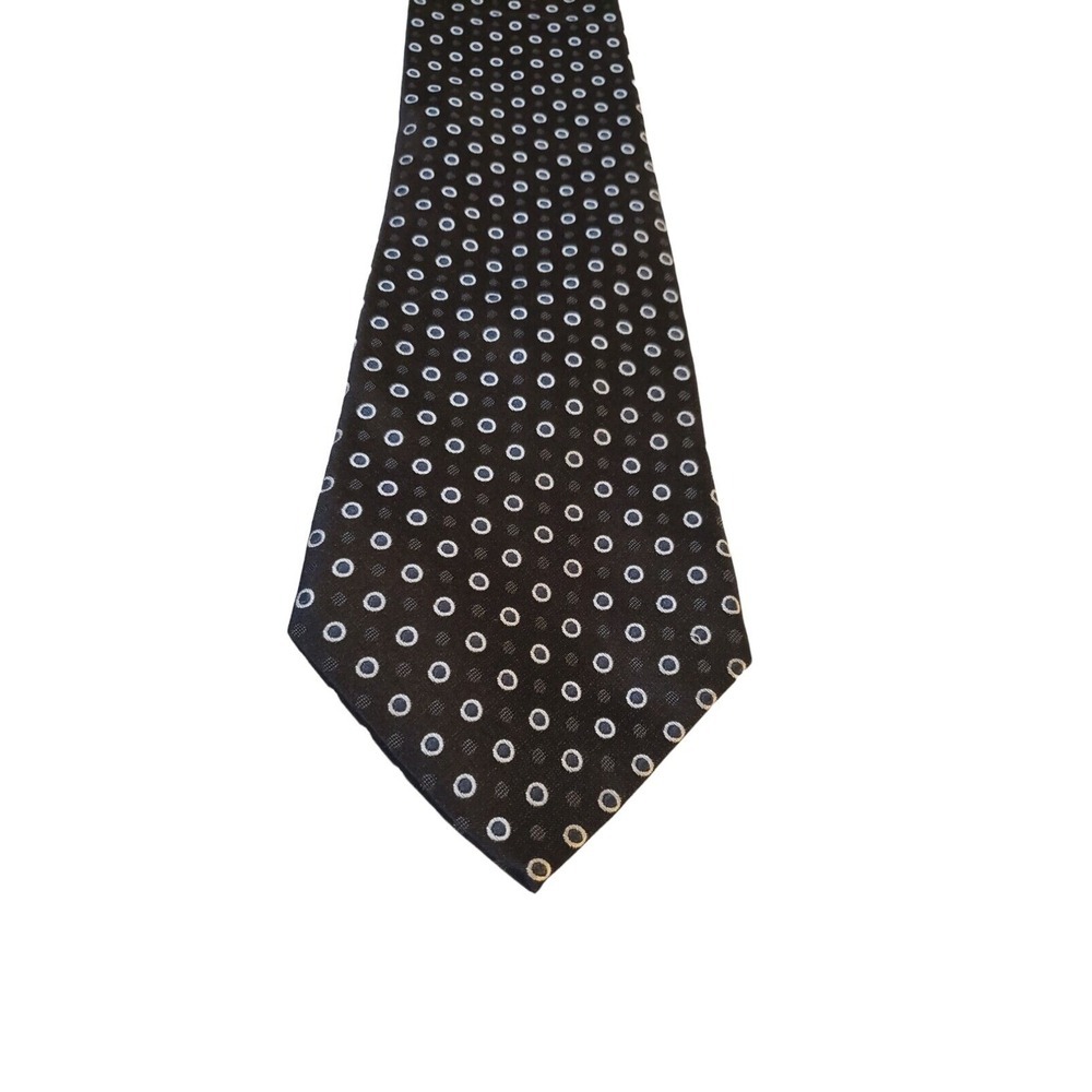 George Luxury 100% Silk Black Circle Polka Dot Neck Tie‎ Business Church Wedding